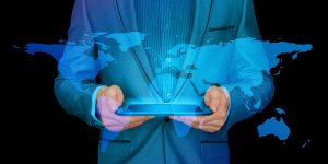 Man holding electronic map
